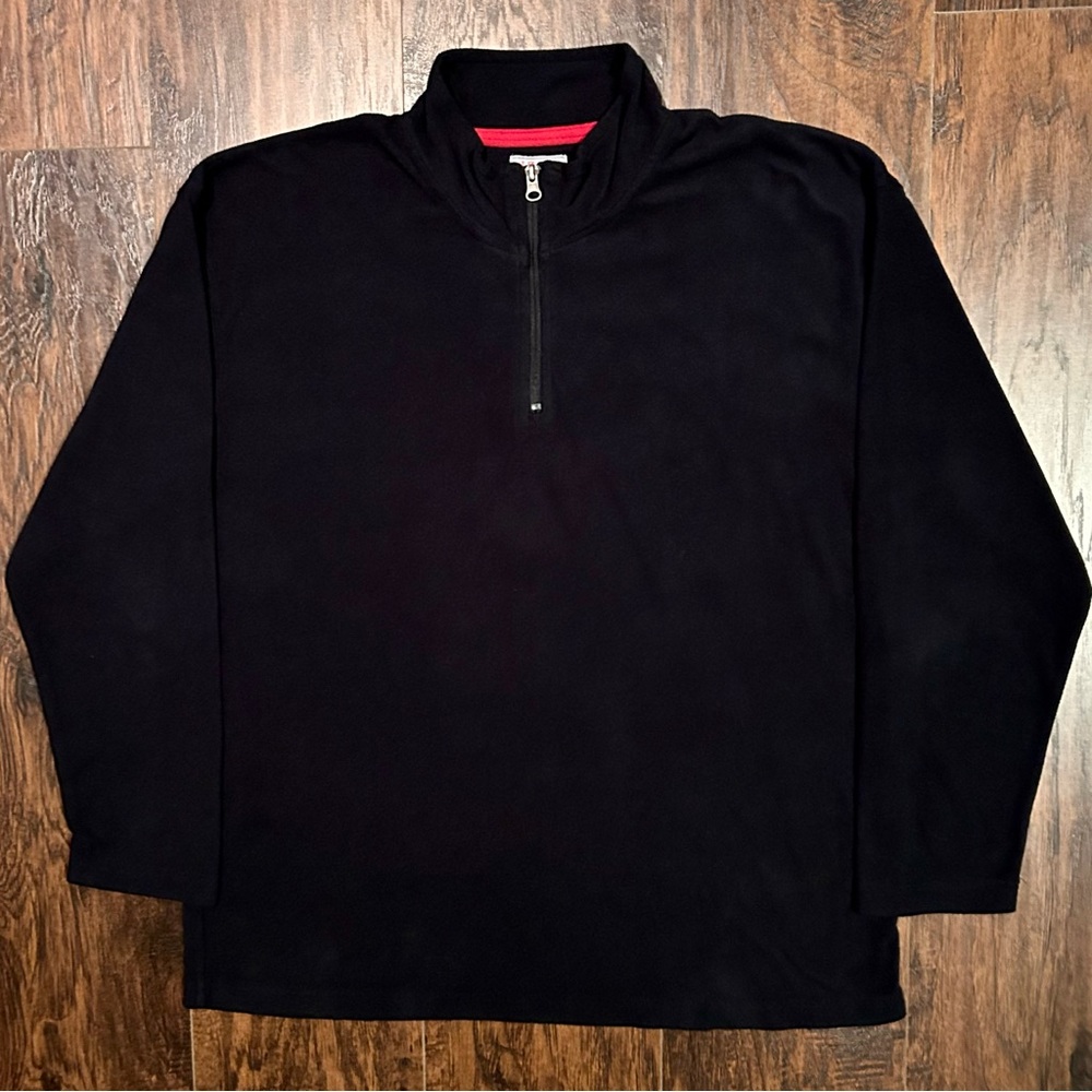 Izod Fleece Quarter Zip Pullover Sweater Jacket Black